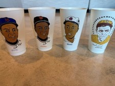 Vintage 7-Eleven Slurpee Baseball Hall of Fame Cups Lot Willie Mays Hank Aaron B