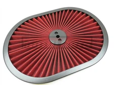 12" Black Oval Air Cleaner Top flow through lid High Washable Cover ChevyFordSBC