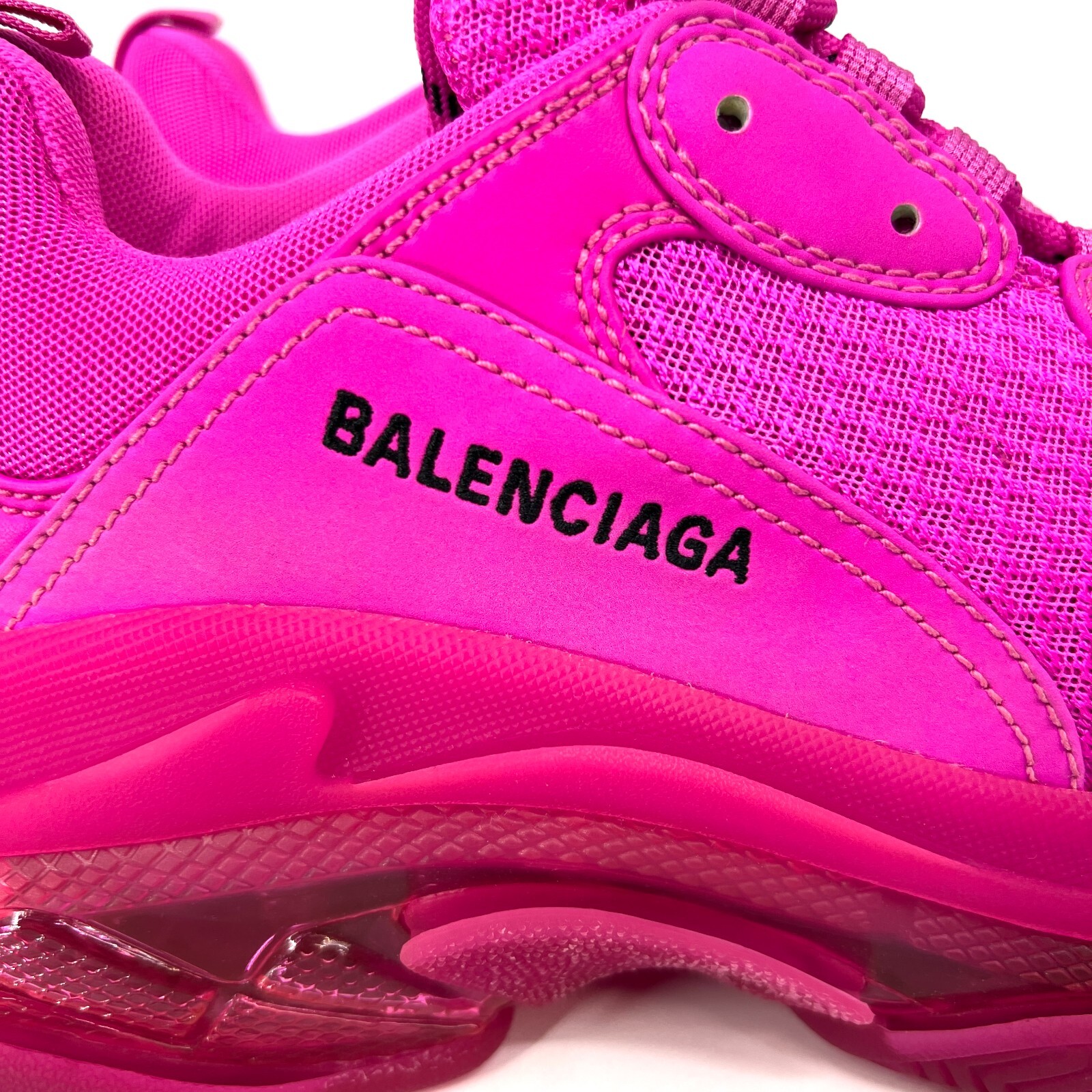 Balenciaga Triple S Sneakers Shoes Mens Size 41 Clear Sole Pink Logo Lace Up NEW thumbnail 9