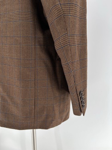 Canali Suit Jacket Mens 44 US/54 EUBrown 100% Wool Glen Plaid Two Button Sport - Picture 12 of 20