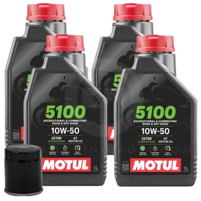 Tagliando 4Lt Huile Motul 5100 10W50 + Filtre Honda Vtr Sp1 - Sp2 1000 2001-2006 - Photo 1/4