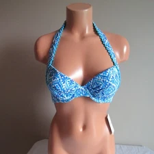 Tommy Bahama Island Cays Shell UW Full Coverage Swim Top True Turquoise 34B NWOT