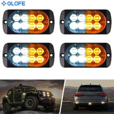 4X 8 LED Strobe Lights Grille Side Marker Emergency Warning Hazard Amber White