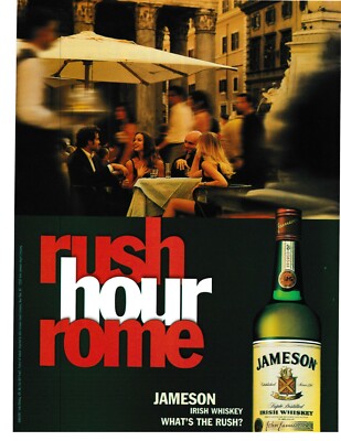 2000 JAMESON Irish Whiskey Print Ad Rush Hour Rome Vintage Bar Decor Magazine AD