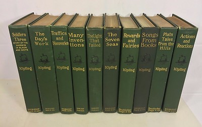 Works of Rudyard Kipling 20 Volumes Green Cloth Covers 1901-19