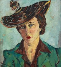 Portrait of Freda Feldman in Basuto Hat : Irma Stern : Archival Art Print