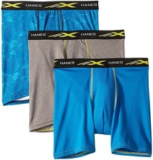 Hanes 254706 Kids Boys' 4-Way Stretch Boxer Briefs Underwear 3 pack Size Medium
