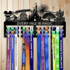 Personalized Every Mile is Magic Metal Medal Holder, Custom Name Medal Hanger
