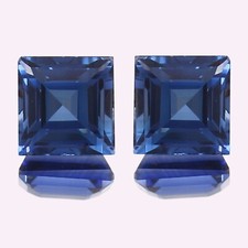 Natural Ceylon Blue Sapphire Loose Square Cut Gemstone Matching Pair 11 x 11 MM