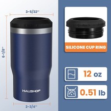 HAUSHOF 12 oz Can Cooler 4 in 1 Insulated Stainless Steel Can Insulator Camping