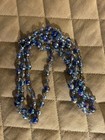 Vintage Blue Aurora Borealis Crystal Bead Necklace and Clip Earrings Set — photo 2