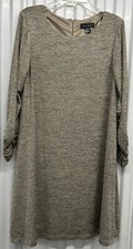 Jessica Howard Women cocktail dress size 16W Gold Long Sleeve shirred New