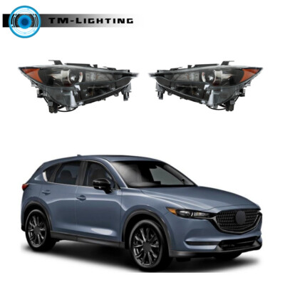 For 2017-2021 Mazda CX5 Headlights W/O AFS Black LED Left+Right Side Headlamps