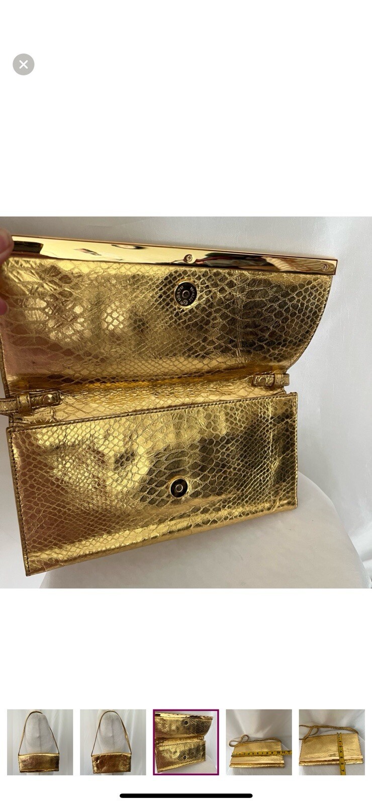 Michael Kors Metallic Gold Python Effect LeatherL… - image 5