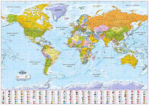 Map of the World 1:30m, Political World Map, Large Poster of World with Flags - Imagen 1 de 6