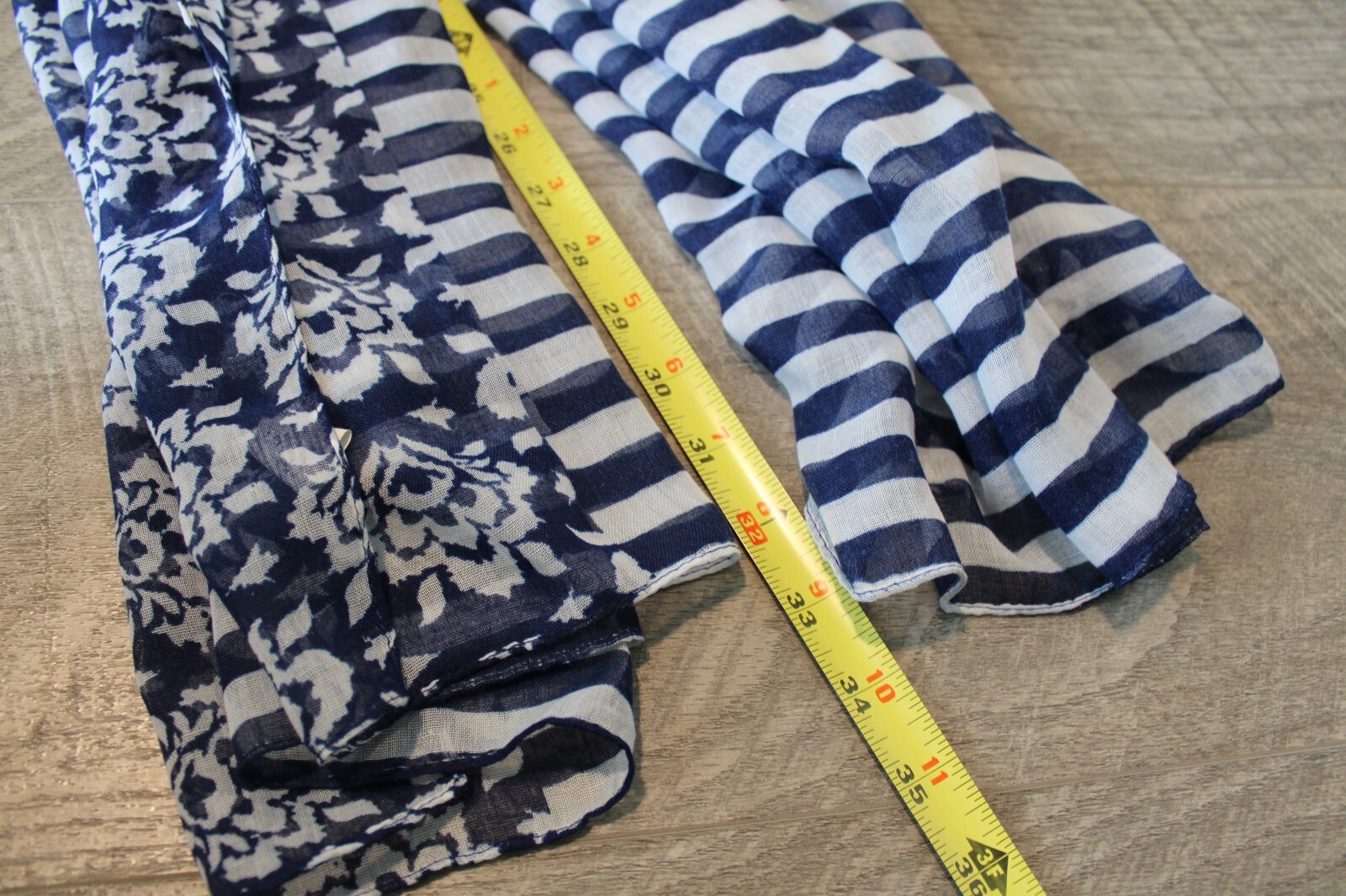 Lightweight Rectangle Boho Accent Scarf Blue & Wh… - image 11