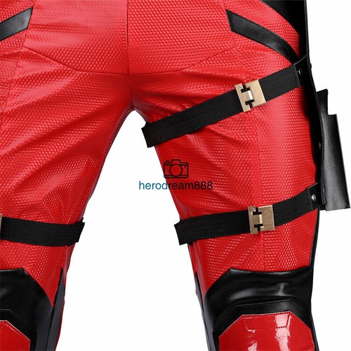 Deadpool 3 Jumpsuit Cosplay Costume Wade Wilson Mens Red Outfit Halloween Dress - Picture 9 of 21
