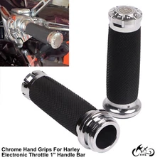 1" Chrome Electronic Throttle Hand Grips For Harley Fat Boy Electra Street Glide