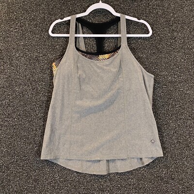 Prana Pacifica Sway Tank Womens Large Medium Gray Skin Active Racerback Stretch