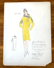 1920's ETHEL RABIN Vintage ART DECO Fashion Design Original Hand Colored Print