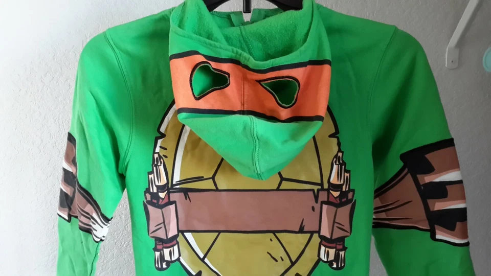 Disfraz de Miguel Ángel Tortugas Ninja Mutantes Adolescentes Chaqueta con Cremallera Sudadera con Capucha XS Pre-ow Foto 4 de 4