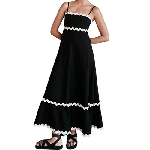 Boho slip dress 2024 Summer Spaghetti Straps Sleeveless Backless Sundress Hot C7 - Picture 3 of 30