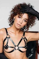 sexy-women bra Handmade Leather Fantasy Harness Bra Accessory, BDSM Lingerie, Se