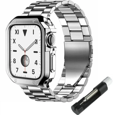 SUPK&M Steel iWatch Band Metal Strap+Soft TPU Case For Apple Watch Series 10 42mm 46mm