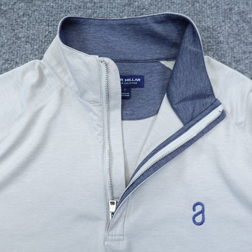 Peter Millar Sweater Mens Small Gray Stealth Crown Pullover Quarter Zip Golfer - Picture 8 of 11