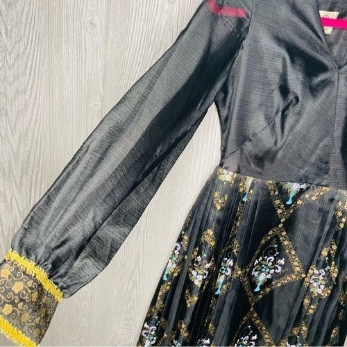 Vintage alfred shaheen hawiian floor length dress pleated skirt long sleeve 10 - Picture 8 of 13