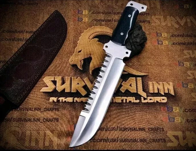 CUSTOM HANDMADE D2 STEEL BLADE MICARTA HANDLE HUNTING SURVIVAL BOWIE KNIFE