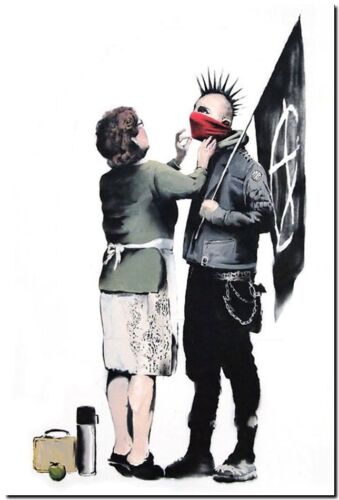 BANKSY STREET ART CANVAS PRINT Mother Anachist 24"X 32" stencil poster - Picture 1 of 1