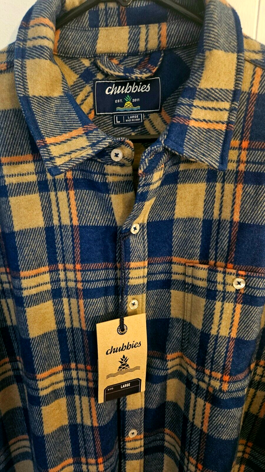 Chubbies Supplier Flannel Jacket for Men in Large Dark Blue Soft Button-Up Style