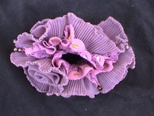 ROSE BROWN FLOWER LACED SCRUNCHIE WITH GOLD BEADS - UNIQUE CUTE