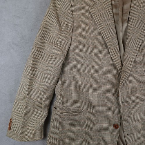 Brooks Brothers Blazer Mens 46 Brown Glen Check Silk Wool Linen Suit Coat - Picture 2 of 23