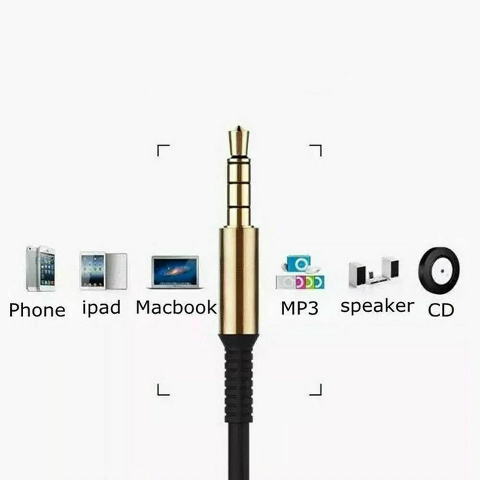3.5mm Male to Male Aux Cable Cord L Right Angle 1Meter Car Audio Headphone Jack - Image 3 of 4