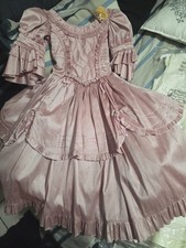 Pink Vintage Style Girls' Dress Long Sleeve Ruffles Bow Decorative Trim