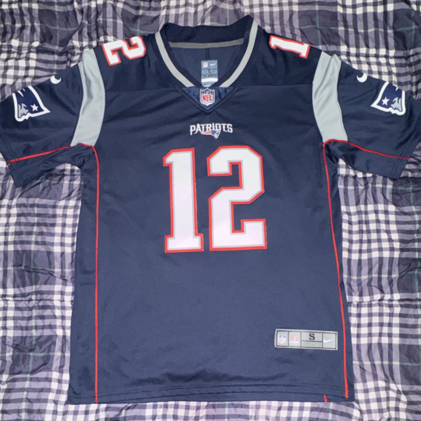Nike NFL New England Patriots Tom Brady #12 Jersey Size S Navy Gray Red White