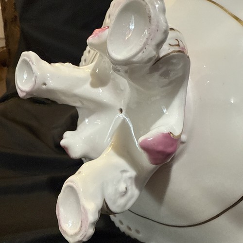 French Samson 19th Century Porcelain Footed Fruit Bowl Pink Gold Detail 9 In - Picture 7 of 13