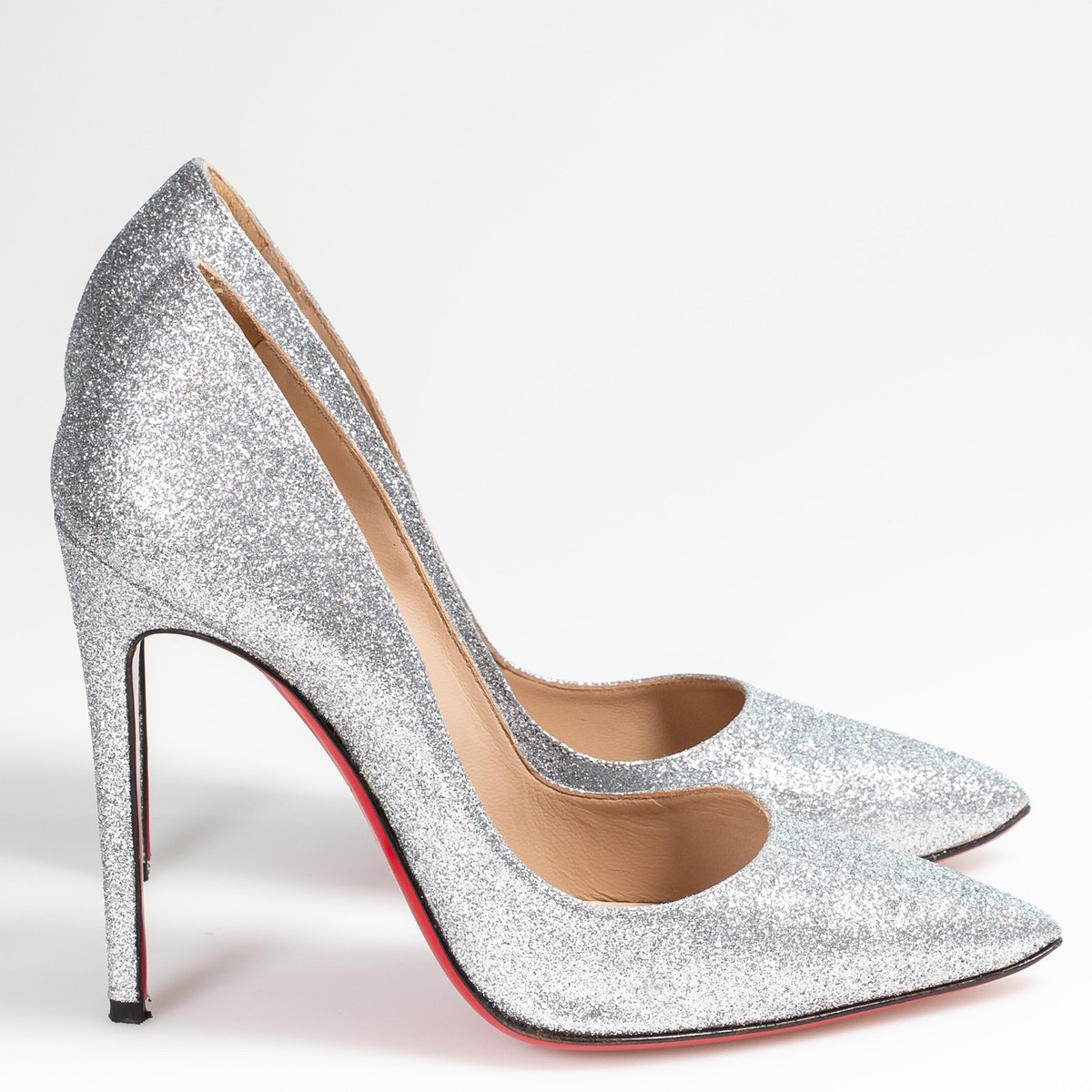 Christian Louboutin グリッターシルバーハイヒール　37 Christian Louboutin So Kate High Heels Pumps Silver Glitter