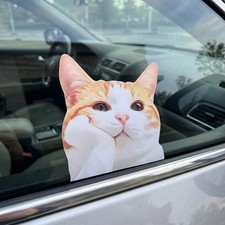2 PCS Orange Cat Car Window Decals Funny 3D Weatherproof Decal