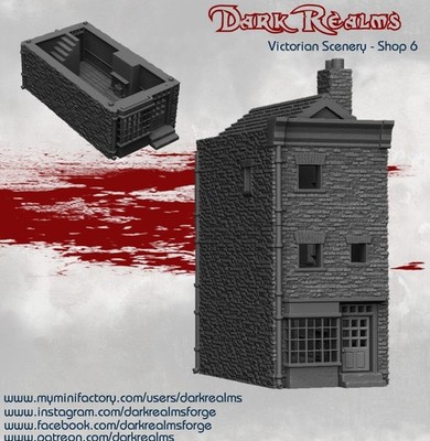 3D Printed Dark Realms Victorian Shop 6 (32mm Scale) [PTO$]