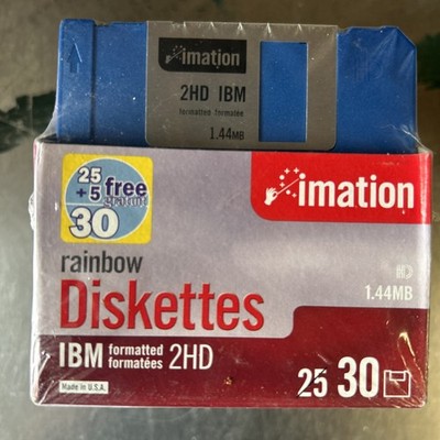 Imation Rainbow Diskettes 3.5'' 2HD IBM 1.44MB 30 Pack Assorted Colors