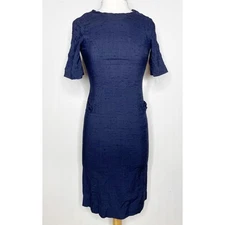 Vintage 1960s Nelly-Don Navy Blue Wiggle Pencil Sheath Dress Women’s XXS/XS
