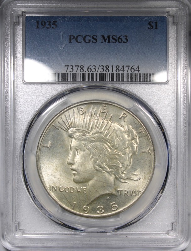 1935 Peace Dollar PCGS MS63 Better Date $1