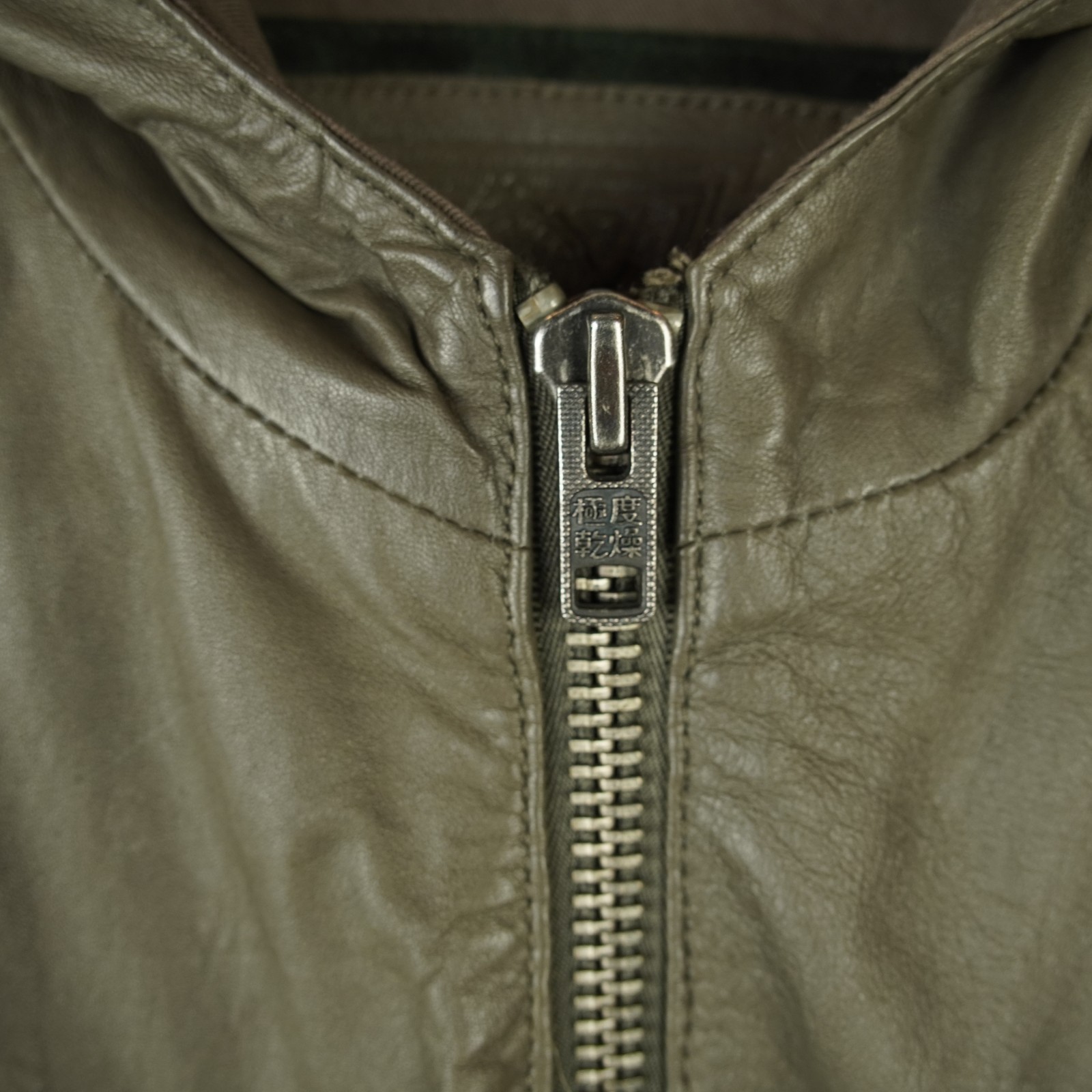 Superdry Hooded Leather Bomber Jacket Womens Size Large Green Multi-Pockets EUC image 8