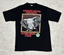 VTG Southern Oregon State Shirt XL Elephant Wildlife Never Forgets Single Stitch