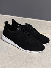 Cole Haan 2 zerogrand stitch lite Womens Black Canvas Knit Flats Shoes Sz 8 New