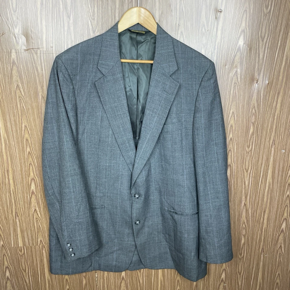 Abrigo Deportivo John Weitz Para Hombre 46L Gris Multicolor Cuadros Dos Botones Hecho en EE. UU. Foto 2 de 4