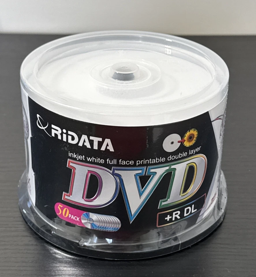 50 Pack Ridata DVD R DL Dual Layer 8X 8.5GB DVD Plus R Double Layer White Inkjet - Image 2 of 4